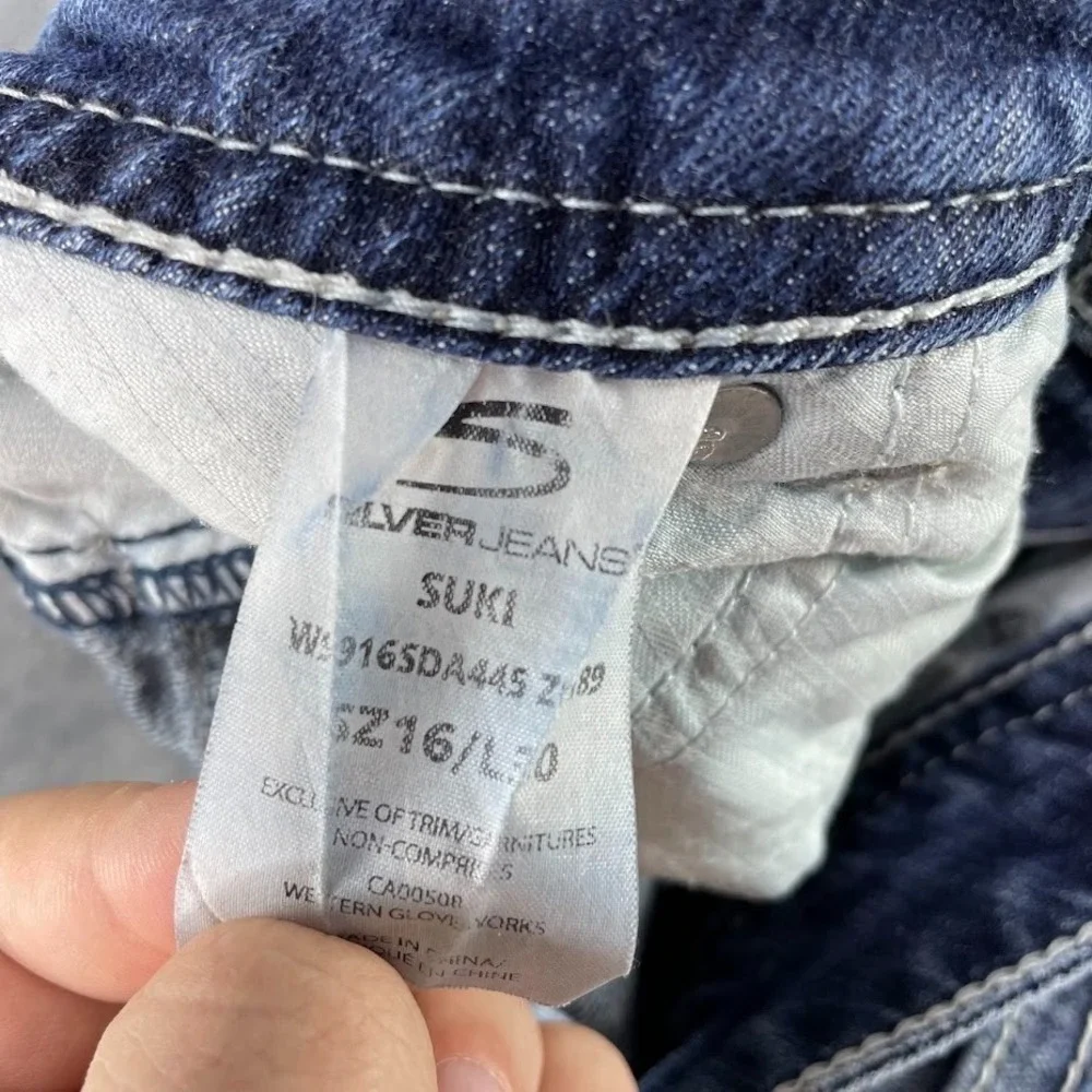 Silver Jeans Womens 36x29 Suki Boot Cut Blue Denim Thick Stitch Medium Wash - Picture 4 of 10
